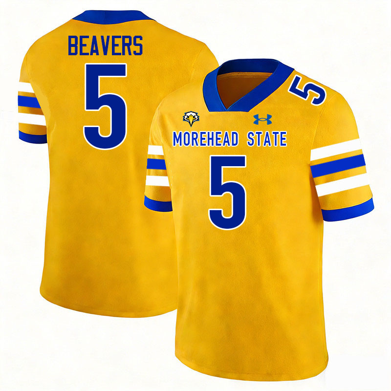 Morehead State Eagles #5 Darrell Beavers College Football Jerseys,Uniforms-Gold